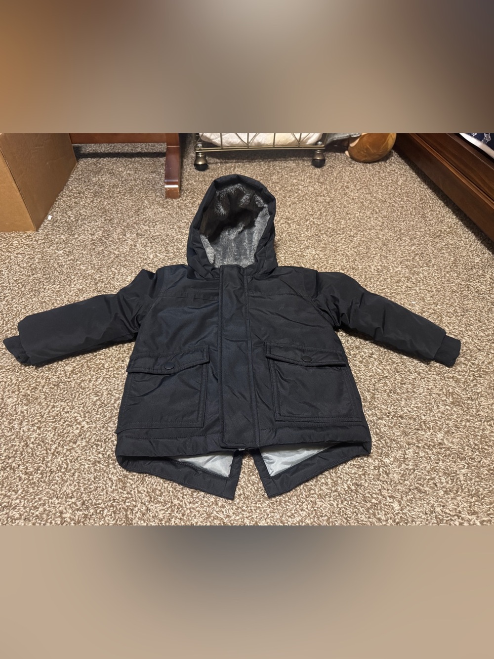 Cat & Jack Black Hooded Puffer Jacket for Kids